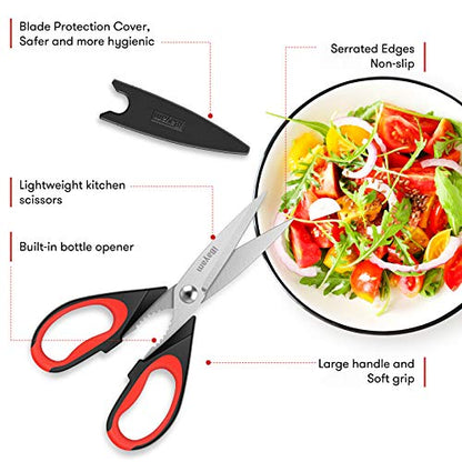 iBayam Kitchen Scissors All Purpose Heavy Duty Meat Poultry Shears, Dishwasher Safe Food Cooking Scissors Stainless Steel Utility Scissors, 2-Pack - WoodArtSupply