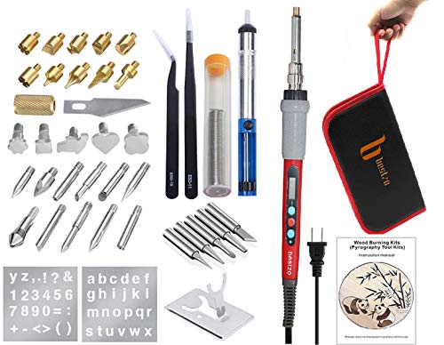 BESTZO Wood Burning Kit -LCD Wood Burning Tool Kit With Soldering Iron, Pyrography Tool Kit Wood Burning Pen With Embossing,Carving,Soldering Tip, Bestzo