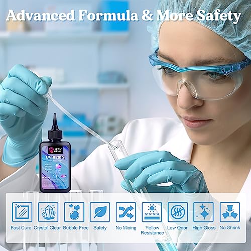 LET'S RESIN UV Resin with Light,Upgraded 200g Crystal Clear&Low Odor UV Resin Kit,UV Light,Silicone Mat,Ultraviolet Epoxy Resin Hard,UV Resin Starter LET'S RESIN