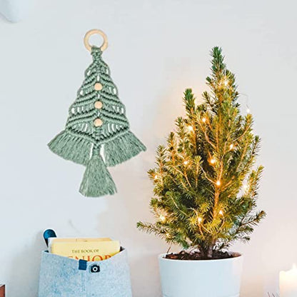 BVCED Christmas Tree DIY Kit,3 Set Christmas Macrame Woven Tree DIY Kit for for Beginners Christmas Tree Ornaments Holiday Wall Hanging Decor - WoodArtSupply