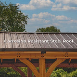 Backyard Discovery Barrington 20 ft. x 12 ft. All Cedar Wood Carport Pavilion Gazebo, Shade, Rain, Hard Top Steel Metal Roof, All Weather Protected, Backyard Discovery