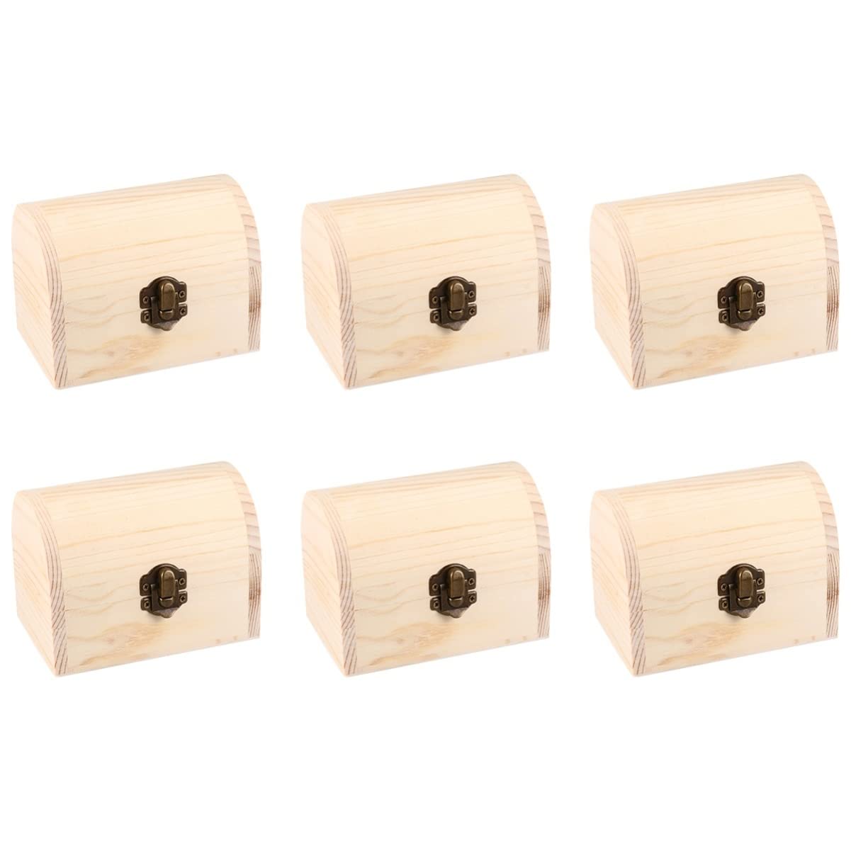 Healifty 6 Pcs Unfinished Treasure Chest Table Top Chest Graffiti Supplies Storage Lock Case Travel Jewlery Case Trinket Antique Decor Wood Case Healifty