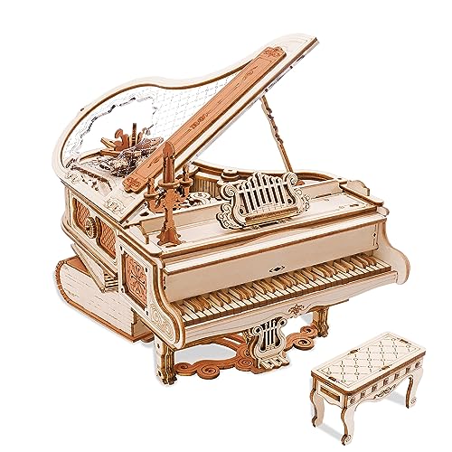RoWood 3D Puzzles for Adults Wooden Magic Piano Model Kits Mechanical Wooden Puzzles Gifts for Adults Puzzle Music Box for Adults Teens&Friends