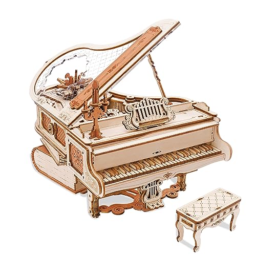 RoWood Mechanical Magic Piano 3D Wooden Puzzle Kit – Unique Gift for Music and Craft Lovers - WoodArtSupply