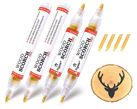 SUIUBUY Scorch Pen Marker - 4 PCS Wood Burning Pen Tool with Replacement Tip, Chemical Wood Burner Set for Burning Wood, Do-it-Yourself Kit for Arts SUIUBUY