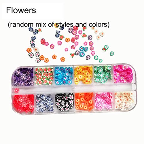 AKOAK 2 Boxes of Crystal Mash Clay Strip Flowers Fruit Slices Apples, Strawberries, Watermelons Nail Crafts Making, Decorations Scrapbook DIY Crafts AKOAK