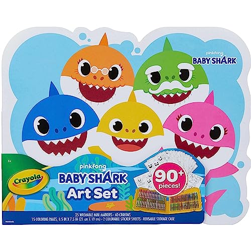 Crayola Baby Shark Art Set, 90 Pieces, Gift for Kids, 4, 5, 6, 7 Crayola