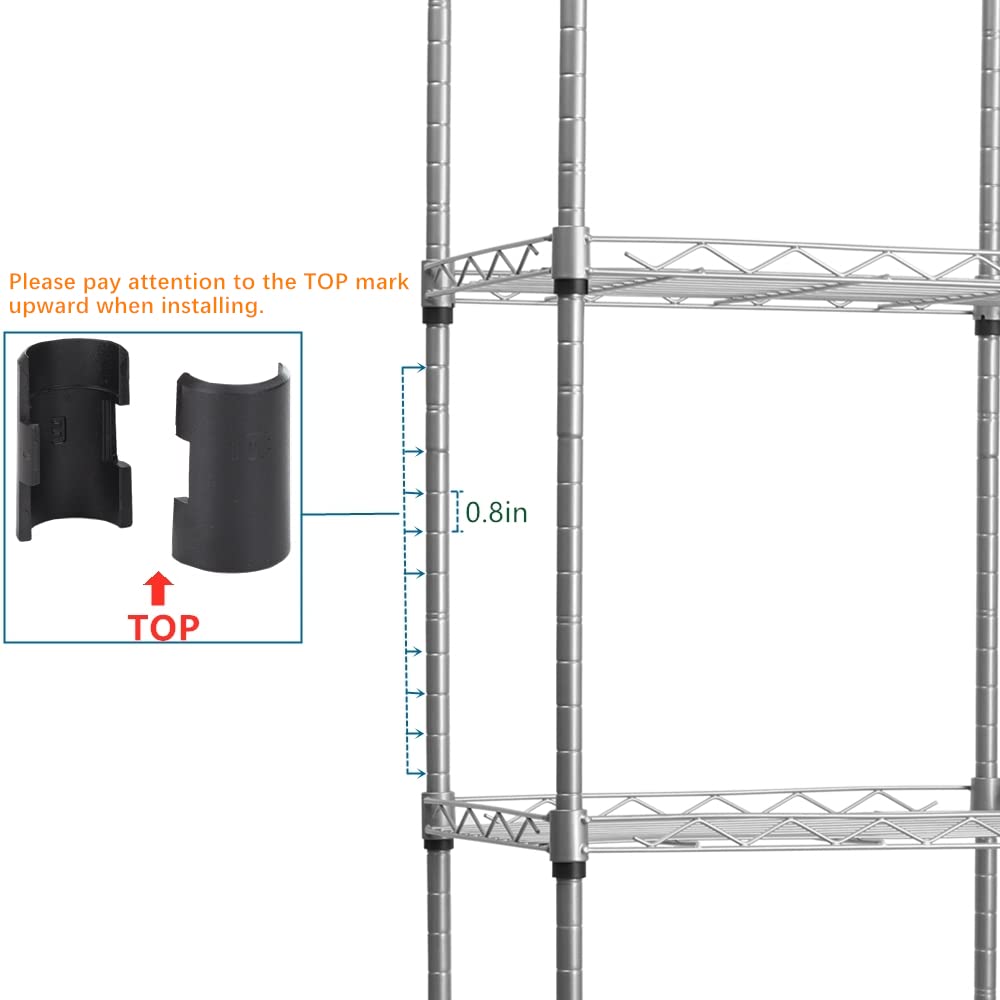REGILLER 5-Wire Shelving Metal Storage Rack Adjustable Shelves, Standing Storage Shelf Units for Laundry Bathroom Kitchen Pantry Closet(Silver, 16.6L