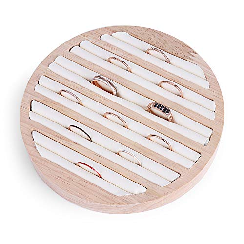 Valyria Bamboo Wood 6 Slots Round Ring Earrings Trays Showcase Display Jewelry Organizer (Round Wood) Valyria