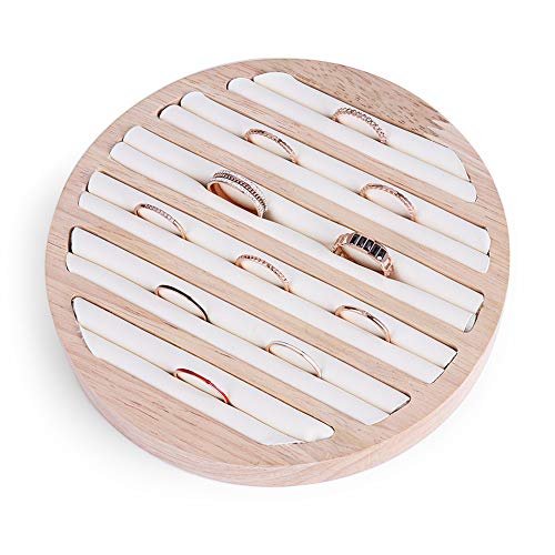 Valyria Bamboo Wood 6 Slots Round Ring Earrings Trays Showcase Display Jewelry Organizer (Round Wood) - WoodArtSupply