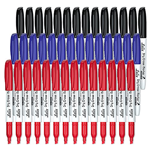 Lelix Dry Erase Markers, 42 Pack 14 Black+14 Blue+14Red Dry Erase Markers Chisel Tip,Dry Erase Markers Bulk,Whiteboard Markers for School, Office - WoodArtSupply