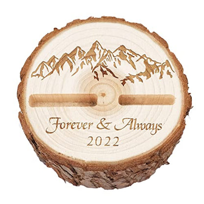 Personalized Ring Box Custom Rings Holder Engraved Nature Wood Slice Ring Bearer Proposal Rustic Wedding For Engagement Gift