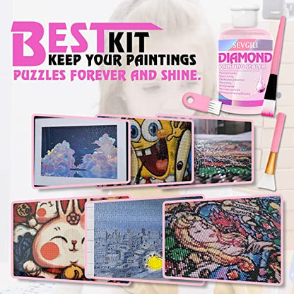 sevgili Diamond Painting Sealer Kits 240ML with Brushes, Diamond Art Sealer Puzzle Glue Diamond Painting Accessories and Tools,Diamond Painting Kits - WoodArtSupply