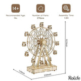 Rolife Ferris Wheel Music Box 3D Wooden Puzzle Kit for Adults and Kids Rolife