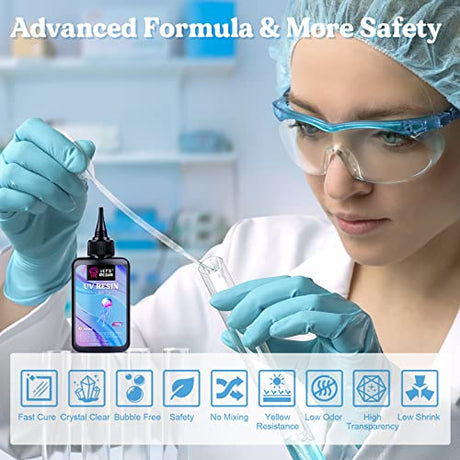LET'S RESIN UV Resin Soft Type, 100g Elastic&Bendable Crystal Clear Ultraviolet Epoxy Resin, Low Shrinkage UV Resin Kit for Crafts, Jewelry Making, LET'S RESIN