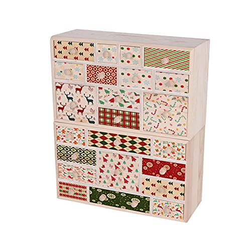 Vencer Set of 2 Wooden Countdown to Christmas Advent Calendar,Craft Storage Organizer with 24 Drawers,DIY Unfinished Wood,Apothecary Cabinet,Kids Vencer