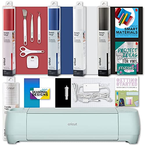 Cricut Explore 3 Machine Smart Vinyl & Tools Bundle 2X Faster DIY Matless Cutting, Cuts 100+ Materials, Compatible with iOS Android Windows & Mac,