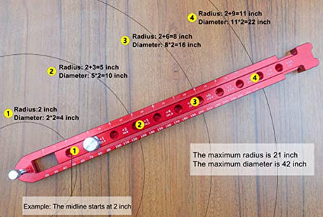 Woodworking Compass Scriber, Portable Aluminum Alloy Woodworking Compass Tool, Adjustable Metric/Inch Arc Drawing Ruler Circle Drawing Ruler Marking SlogPith