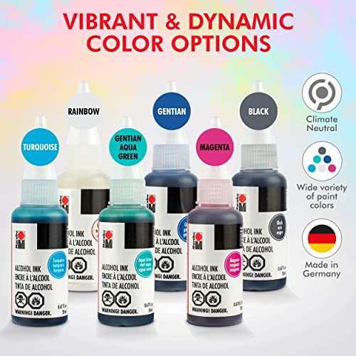 Marabu Alcohol Ink for Epoxy Resin - 6 Classic Colors Alcohol Ink Set - Vibrant and Versatile Alcohol Inks for Resin Art, Tumblers, Alcohol Paint - WoodArtSupply