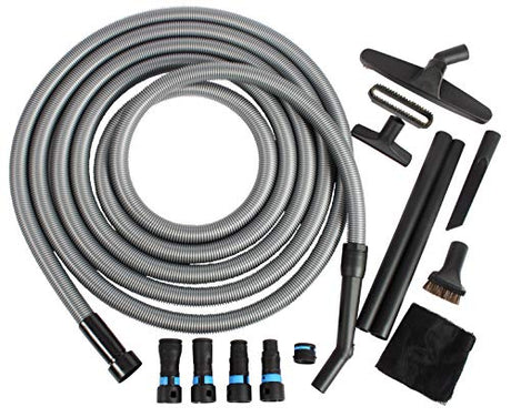 Cen-Tec Systems 95292 Home and Shop Vacuum Expanded Multi-Brand Power Tool Dust Collection Adapter Set and Full Attachment Kit, 30 Ft. Hose, Black Cen-Tec Systems