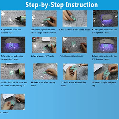 Miraclekoo UV Resin Kit with Light and Alphabet Resin Molds for Beginners, 7oz UV Epoxy Resin and Supplies with UV Lamp Resin Jewelry Molds Starter - WoodArtSupply