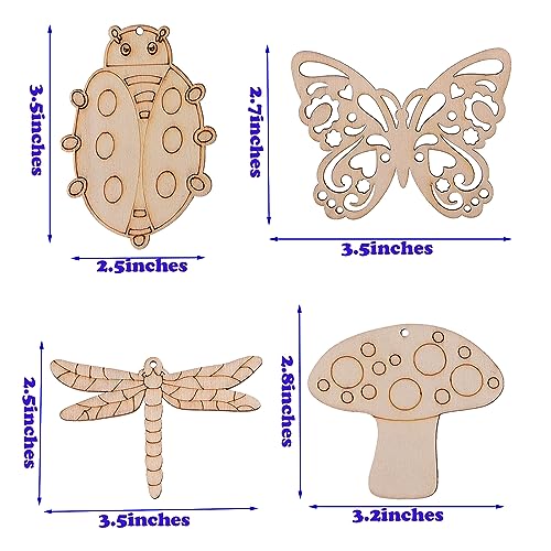 54PCS Unfinished Blank Wooden Cutouts Craft for Kids,Suit for Children's Painting DIY Room Decoration Gift Giving Surprise (54 Insect) Jsehchya