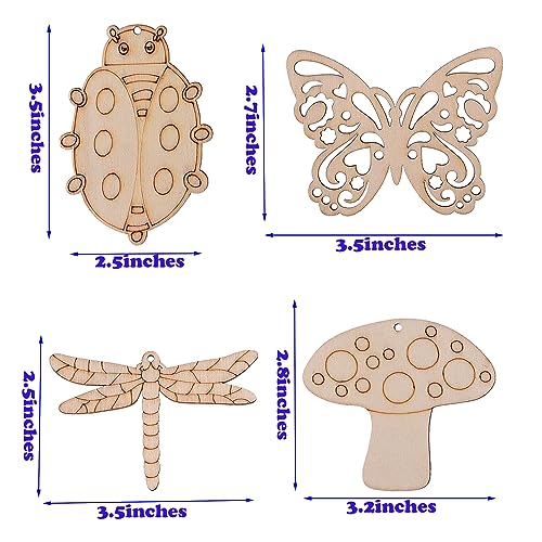 54PCS Unfinished Blank Wooden Cutouts Craft for Kids,Suit for Children's Painting DIY Room Decoration Gift Giving Surprise (54 Insect) - WoodArtSupply