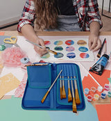 MyArtscape Paint Brushes - 15 Pc Art Brush Set for Watercolor, Acrylic, Oil & Face Painting | Short Handle Artist Paintbrushes with Travel Holder | 1 MyArtscape