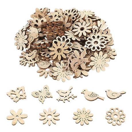COHEALI Wood Blanks Unfinished Wood Crafts s en en s en Wooden Flowers Soft Wood Tiles COHEALI