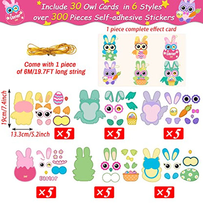 30 PCS Easter Paper Craft Kits Kids DIY Owl Art Craft Make Your Own Easter Owl Bulk Set for Home Classroom Game Activities Party - WoodArtSupply