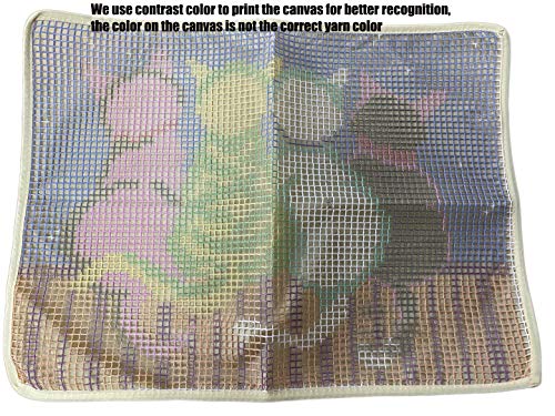 MeetBSelf Latch Hook Rug Kits Crocheting Carpet Rug Cats Acrylic Yarn Pre-Printed Canvas Cushion Mat Crochet Tapestry Sofa Decor MeetBSelf