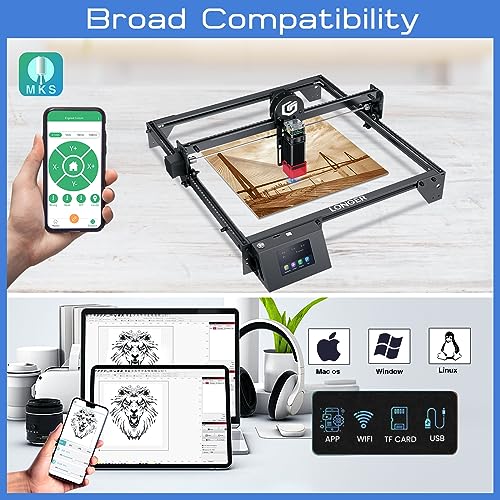 Longer Ray5 10W Laser Engraver, High Accuracy Laser Engraving Machine with 0.06×0.06mm Compressed Spot, 3.5 Inch Touchscreen, 60W Laser Cutter for Naccolly