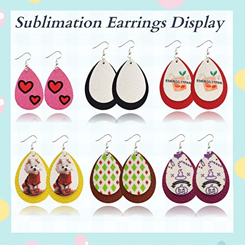 SHUANGART 194 Pcs Sublimation Blank Superfine Glitter Faux Leather Earrings Kit, Blank Vivid Shiny Solid Colors Earrings with Sublimation Paper for WoodArtSupply