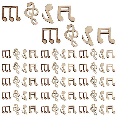 Operitacx 150pcs Wooden Crafts Unfinished Wood Music Notes Tiny Music Note Charms Note Cutout Wooden Music Note to Paint Unfinished Wooden Cutouts Operitacx