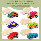 Lenwen 48 Pcs Wood DIY Car Toys for Party Unfinished Wooden Cars, Wooden Toy Cars Wooden Arts and Crafts DIY Toys for Students Girls Boys Home Lenwen
