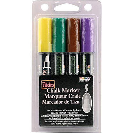 Uchida 480-4D Marvy Broad Point Tip Bright Bistro Chalk Marker Set, Assorted UCHIDA