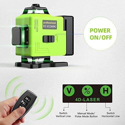 16 Lines Laser Level 360 Self Leveling, 4x360° 4D Green Beam Cross Line Lazer Level with 2 Batteries,360°Horizontal/Vertical Line Laser Remote Catlyn