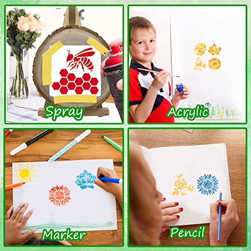 Stencils for Painting, 60pcs 3 Inch Reusable Samll Stencils for Crafts on Fabric Wood Wall Rock and Other Home Decor, Flower Stencils & Other Plant Felixcraft