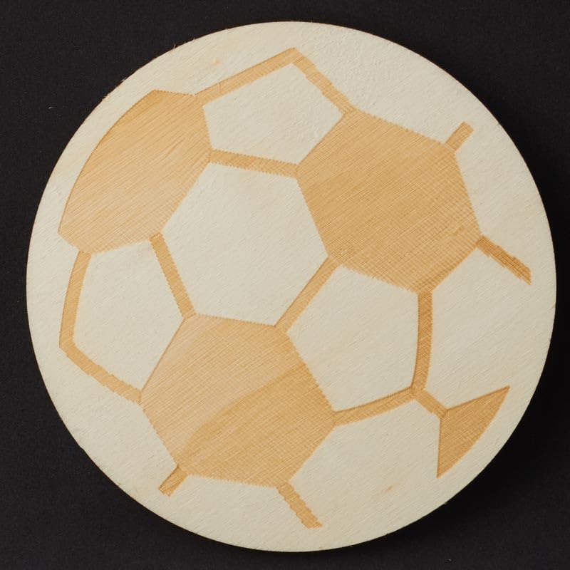 Pack of 24 Unfinished Wood Soccer Ball Cutouts by Factory Direct Craft - Blank Wooden Sports Team Banquet Mascot Cheerleader Art and Craft Activities Factory Direct Craft