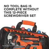 BLACK+DECKER Magnetic Screwdriver Set, Phillips, Flat Head, and Precision Screwdrivers, 12-Piece (BDHT65002) BLACK+DECKER