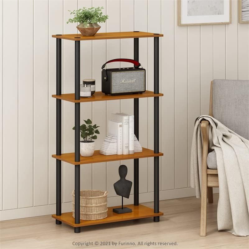 Furinno 4-Tier Multipurpose Display Rack in Light Cherry/Black Furinno