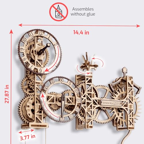 Wooden.City Steampunk Wooden Clock Kit v2 - Wooden 3D Puzzles for Adults - Build Clock Model Kit 3D Wooden Puzzles for Adults - DIY Clock Hobbies for - WoodArtSupply