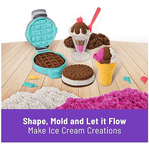 Kinetic Sand Scents, Ice Cream Treats Playset with 3 Colors of All-Natural Scented Play Sand & 6 Serving Tools, Sensory Toys, Christmas Gifts for Kinetic Sand