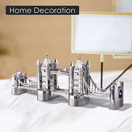 Piececool 3D Puzzles for Adults, London Tower Bridge Metal Models Kit, Famous Landmarks Architecture Building Blocks Models Kits, DIY Craft Toys Piececool