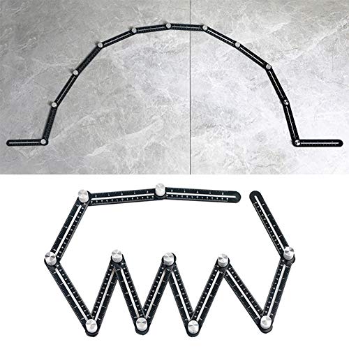 Multi Angle Measuring Ruler, 12-Sides Ruler Hole Locator Aluminum Alloy Universal Multi Angle Measuring Ruler Protractors, Adjustable Floor Tile Zeromall