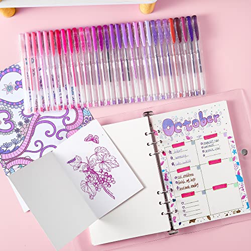 Shuttle Art 60 Pack Tone , Pink Purple Gel Pens with 30 Refills for Adults Coloring Books Journaling Drawing Nature, Landscapes, Animals Scenes Shuttle Art