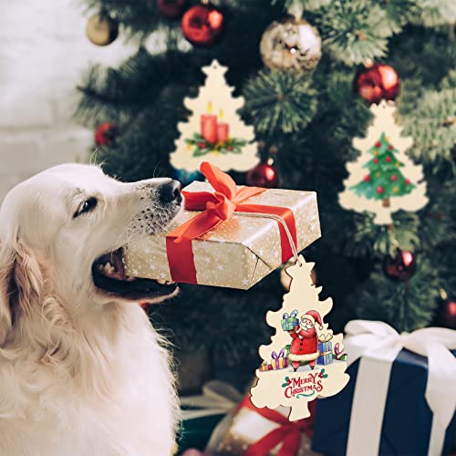 Large Size 7inch Wooden Christmas Ornaments to Paint 10PCS, DIY Blank Unfinished Wood Ornament for Crafts Hanging Decorations, Beige Christmas Tree Sophena