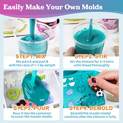 LET'S RESIN Silicone Mold Making Kit 10A,Liquid Silicone for Mold Making, Extra Soft & Elastic Silicone Rubber, Ideal for Casting Resin Molds,3D LET'S RESIN