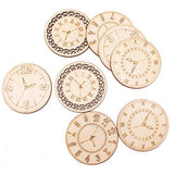 Amosfun Unfinished Wood Cutouts Natural Clock Wood Pieces for DIY Craft Decorations Children's Party Decoration 8 Pcs Amosfun