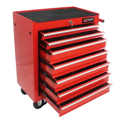 Rolling Tool Chest with 7-Drawer Tool Box,Multifunctional Tool Cart on Wheels,Tool Storage Organizer Cabinets with Key Locking for Garage, Warehouse,